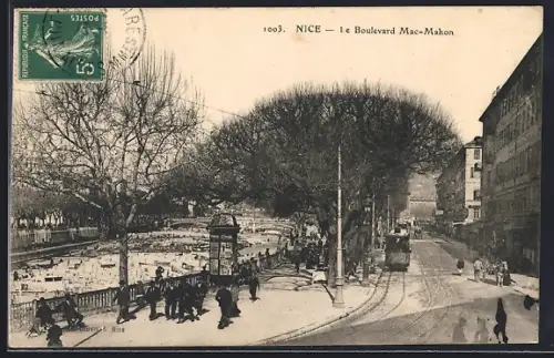 AK Nice, Le Boulevard Mac-Mahon, Strassenbahn
