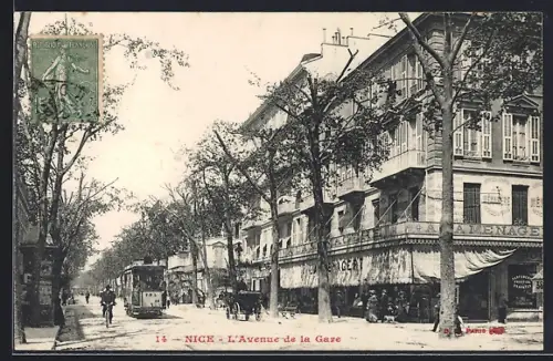 AK Nice, L`Avenue de la Gase, Strassenbahn