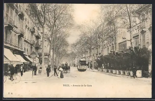 AK Nice, Strassenbahn in der Avenue de la Gare