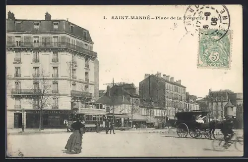 AK Saint-Mandé, Place de la Touvelle, Strassenbahn