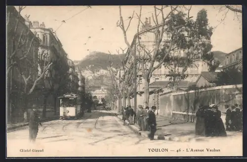 AK Toulon, L` Avenue Vauban, Strassenbahn