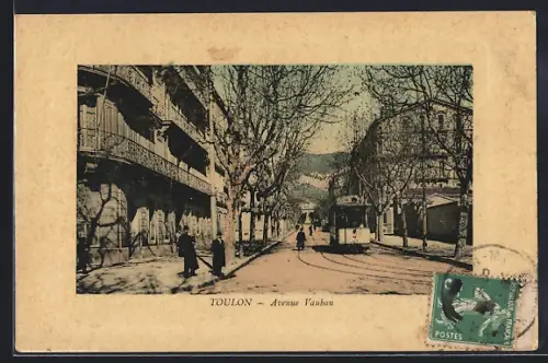 AK Toulon, Avenue Vauban, Strassenbahn