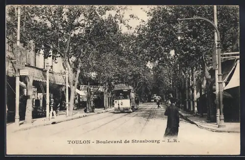 AK Toulon, Boulevard de Strasbourg, Strassenbahn