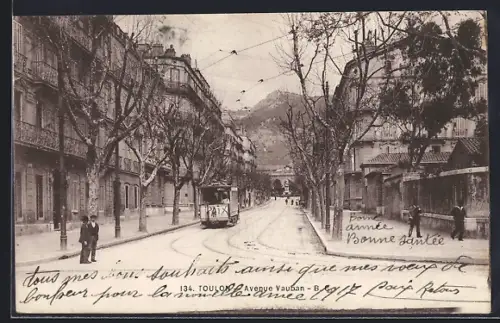 AK Toulon, Avenue Vauban, Strassenbahn