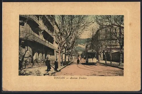 AK Toulon, Avenue Vauban, Strassenbahn