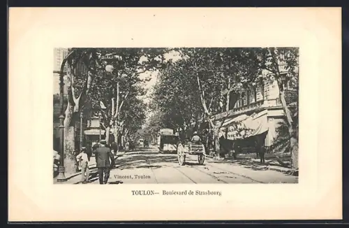 AK Toulon, Boulevard de Strasbourg, Strassenbahn