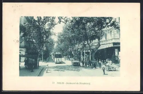 AK Toulon, Boulevard de Strasbourg, Strassenbahn