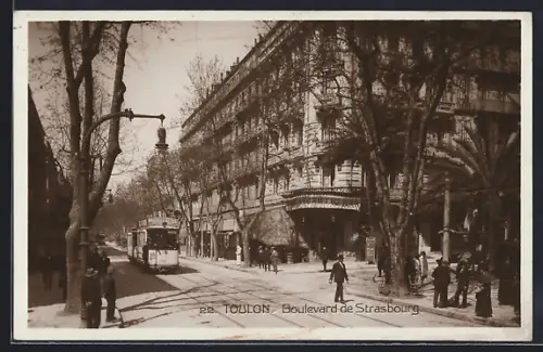 AK Toulon, Boulevard de Strasbourg, Strassenbahn