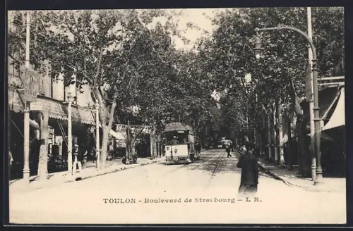 AK Toulon, Boulevard de Strasbourg, Strassenbahn