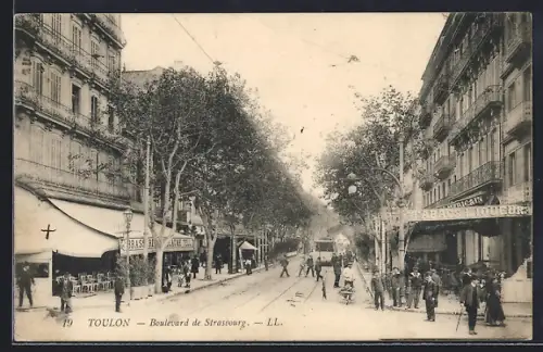 AK Toulon, Boulevard de Strasbourg, Strassenbahn