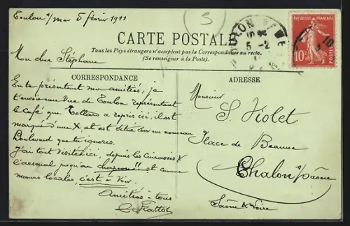 AK Toulon, Boulevard de Strasbourg, Strassenbahn