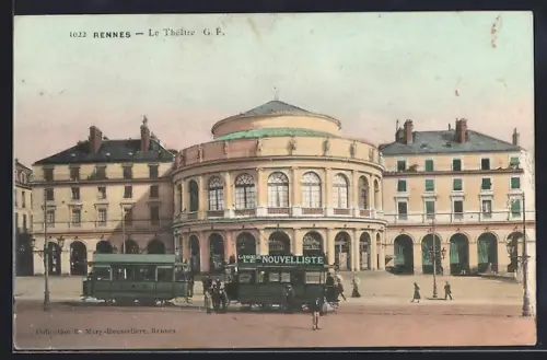 AK Rennes, Le Théâtre, Strassenbahn