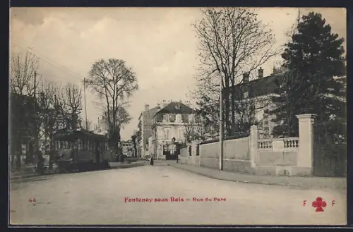 AK Fontenay sous- Bois, Rue du Pare, Strassenbahn