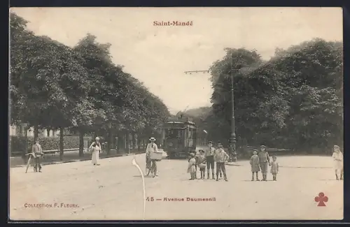 AK Saint-Mandé, Avenue Daumesnil, Strassenbahn