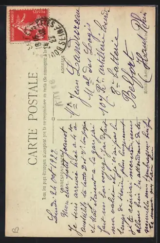 AK Billancourt, Le Boulevard de Strasboury et la Poste, Strassenbahn