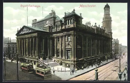 AK Manchester, Royal Exchange, Strassenbahn