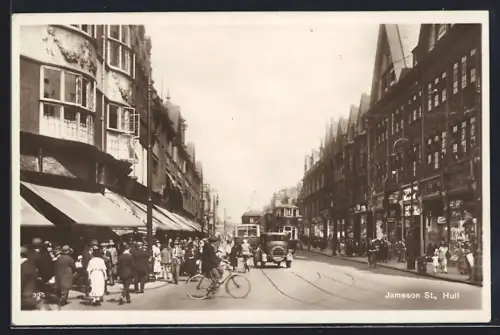 AK Hull, Jameson St., Strassenbahn