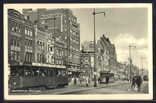 AK Rotterdam, Coolsingel, Strassenbahn