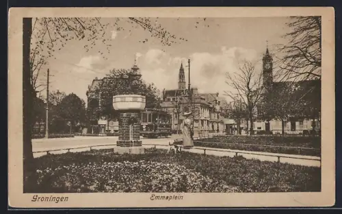 AK Groningen, Emmaplein, Strassenbahn