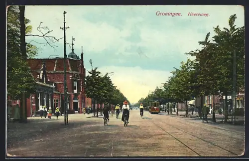 AK Groningen, Heereweg, Strassenbahn