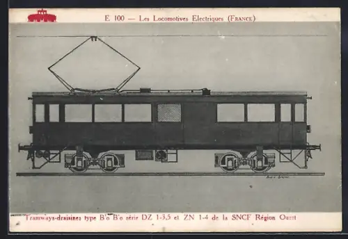 AK Les Locomotives Electriques, Tramways-draisines type B`o B`o, Strassenbahn