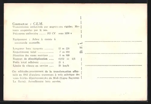AK Les Locomotives Electriques, Tramways-draisines type B`o B`o, Strassenbahn
