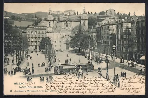 AK Bilbao, Paseo del Arenal, Strassenbahn