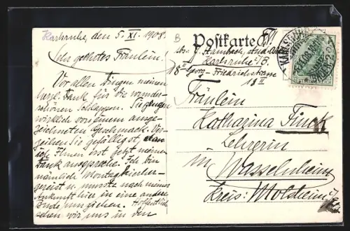 AK Karlsruhe, Rondellplatz mit Strassenbahn