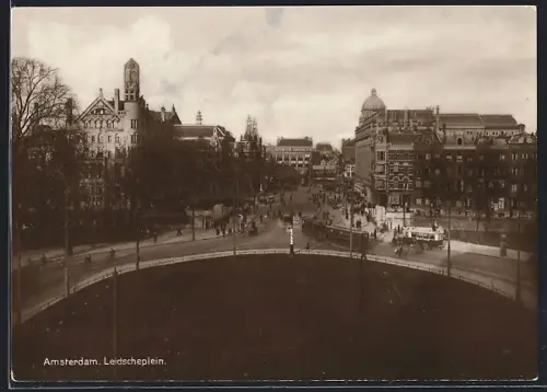 AK Amsterdam, Leidscheplein, Strassenbahn