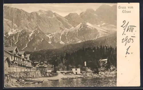 AK Eibsee, Wasserpartie mit Booten