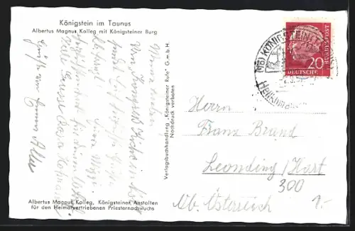 AK Königstein im Taunus, Albertus Magnus Kolleg mit Königsteiner Burg