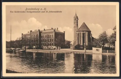 AK Brandenburg a. H., Von Saldernsches Realgymnasium und St. Johanneskirche