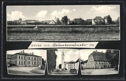 AK Münchsmünster /Obb., Ortsansicht, Strassenpartien und Kirche