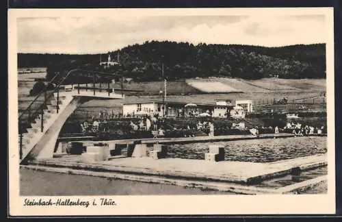 AK Steinbach-Hallenberg i. Thür., Freibad mit Sprungturm