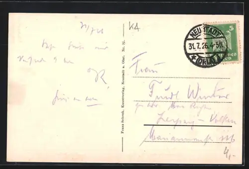 AK Neustadt a. Orla., Schloss Fröhliche Wiederkunft