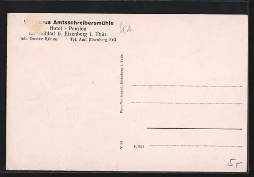 AK Eisenberg / Thür., Hotel-Pension Waldhaus Amtsschreibersmühle