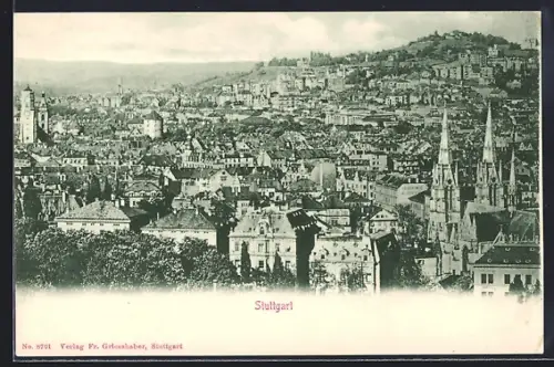 AK Stuttgart, Ortsansicht über die Dächer