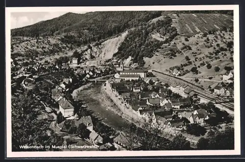 AK Weisenbach, Schwarzwald, Panorama über den Ort in das Murgtal