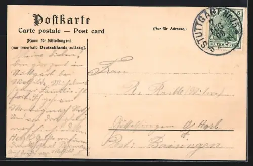 AK Stuttgart, Kaiser Wilhelm Denkmal mit Umgebung