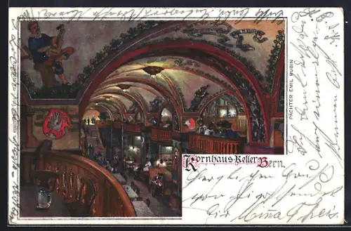 AK Bern, Gasthaus Kornhaus-Keller, Innenansicht
