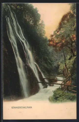 AK Wimmbachklamm, Blick auf die Klamm, Wasserfall
