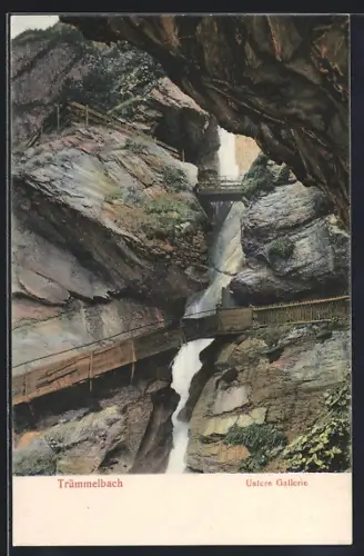 AK Trümmelbach, Untere Gallerie, Wasserfall