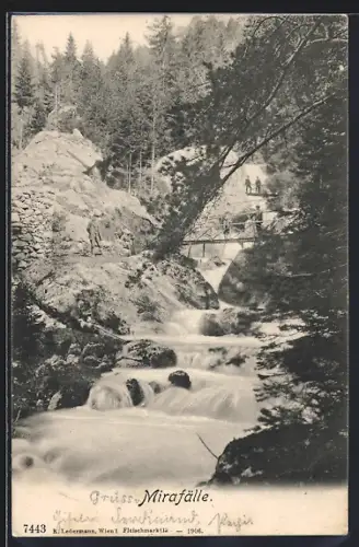 AK Mirafälle, Blick auf Wasserfall, Wasserfall