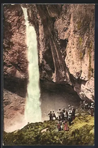 AK Berglistüber in der Fätschbachschlucht, Wasserfall & Touristen