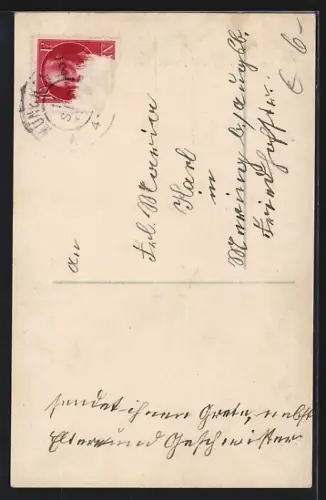 Foto-AK R & K / L Nr. 8422/6: Mädchen sitzt neben einer Katze, Namenstag