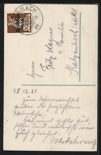 Foto-AK R & K / L Nr. 7157/2: Mädchen mit Schwein und Klee, Neujahr