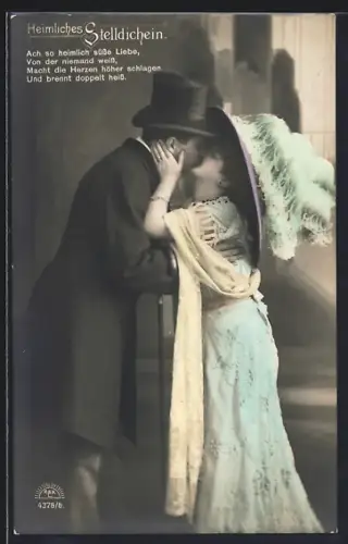 Foto-AK R & K / L Nr. 4376/6: Paar küsst sich heimlich