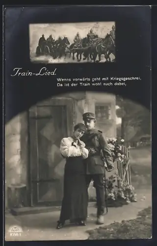 Foto-AK R & K / L Nr. 8350/1: Soldat verabschiedet sich, Train-Lied