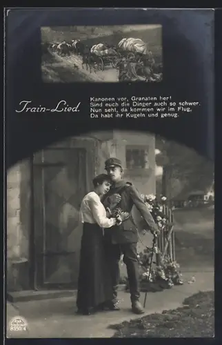 Foto-AK R & K / L Nr. 8350/4: Soldat in Uniform nimmt Abschied von seiner Frau