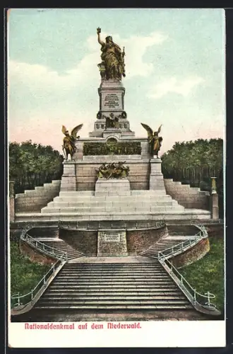 AK Niederwald, Nationaldenkmal mit Treppenaufgang